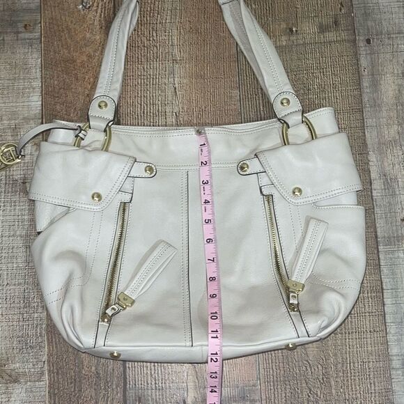 B. Makowsky Leather Tote Shoulder Bag Bone Leather - Picture 10 of 14